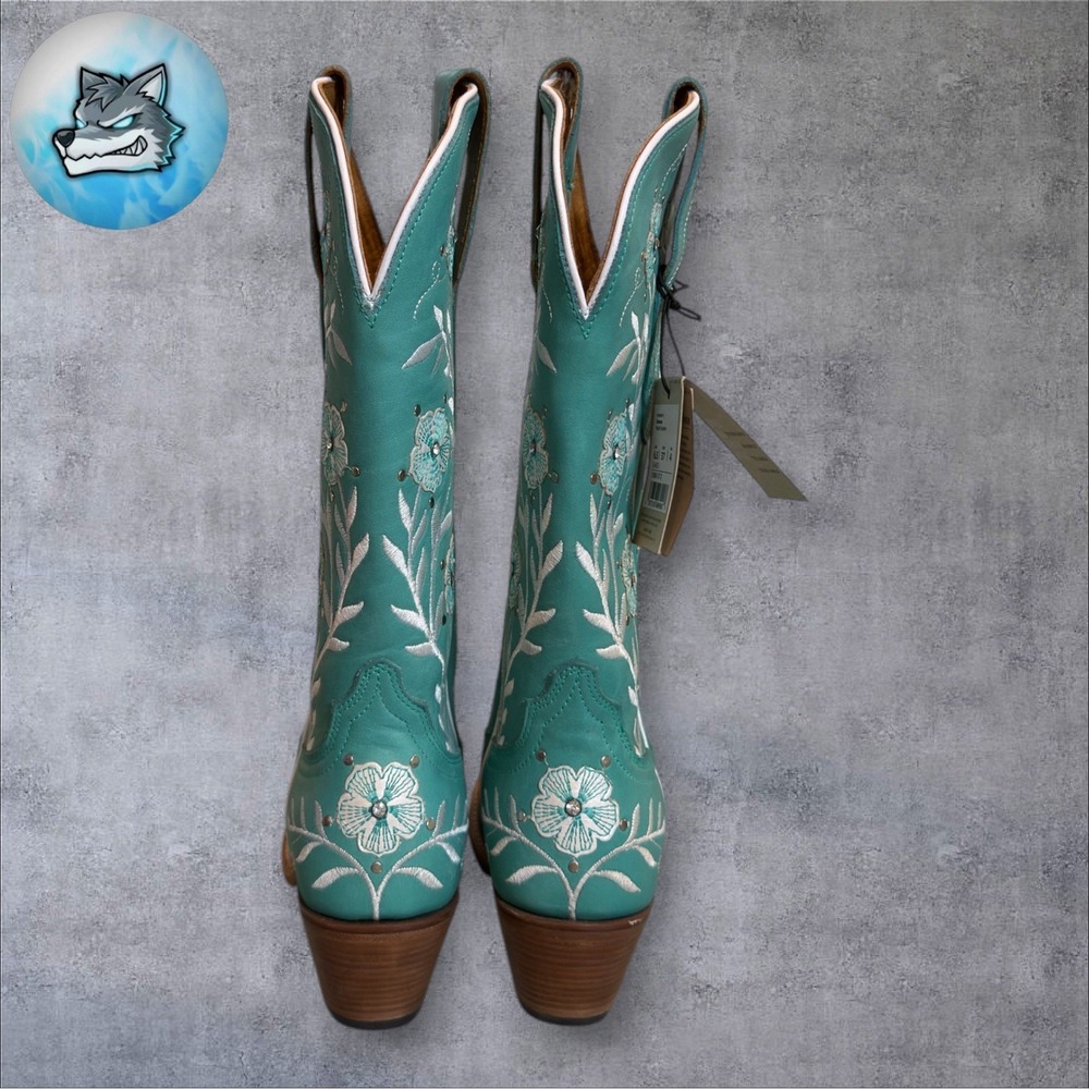 Ariat Romance Floral Embroidered Boho Turquoise Tall Western Boots Women's 6.5B - Picture 4 of 5